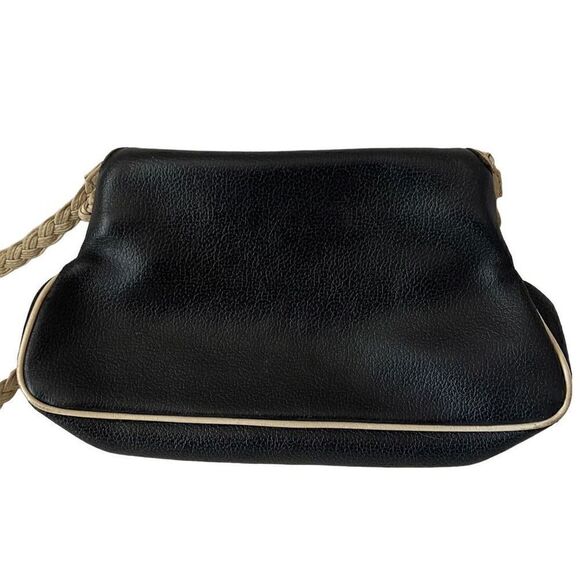 RARE!! Christine deGennaro Vintage Leather Black & Beige embroidered purse - Picture 2 of 7